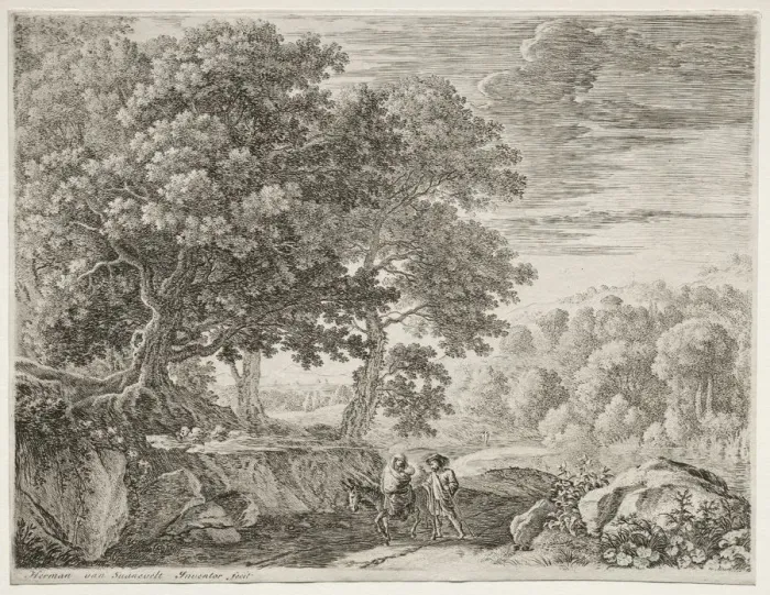 Framed Print : The Flight into Egypt. Creator: Herman van Swanevelt (Dutch, c. 1600-1655) Framed Print : The Flight into Egypt. Creator: Herman van Swanevelt (Dutch, c. 1600-1655)