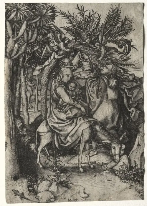 Framed Print : Flight into Egypt. Creator: Martin Schongauer (German, c. 1450-1491) Framed Print : Flight into Egypt. Creator: Martin Schongauer (German, c. 1450-1491)