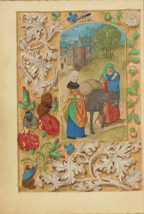 Framed Print : The Flight into Egypt; Crohin-La Fontaine Hours, (about 1480-1485?). Creators: Master of the Dresden Prayer Book, Workshop of the Master of the Dresden Prayer Book Framed Print : The Flight into Egypt; Crohin-La Fontaine Hours, (about 1480-1485?). Creators: Master of the Dresden Prayer Book, Workshop of the Master of the Dresden Prayer Book