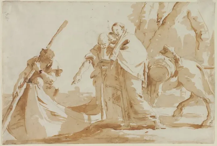 Framed Print : Flight into Egypt: The Embarkment of the Holy Family, c. 1735. Creator: Giovanni Battista Tiepolo Framed Print : Flight into Egypt: The Embarkment of the Holy Family, c. 1735. Creator: Giovanni Battista Tiepolo