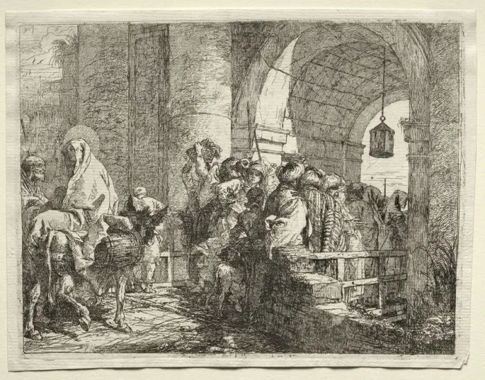 Framed Print : Flight into Egypt: The Holy Family Passing under an Arch. Creator: Giovanni Domenico Tiepolo Framed Print : Flight into Egypt: The Holy Family Passing under an Arch. Creator: Giovanni Domenico Tiepolo