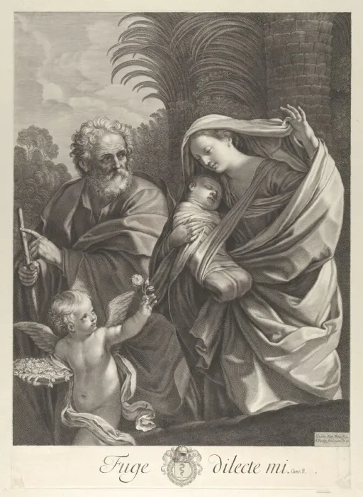 Framed Print : The Flight into Egypt; the Holy Family walking together, Saint Joseph pointing to t Framed Print : The Flight into Egypt; the Holy Family walking together, Saint Joseph pointing to t