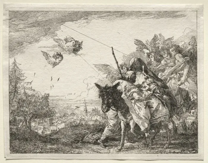Framed Print : Flight into Egypt: Joseph Pausing to Gaze at the Infant Christ Framed Print : Flight into Egypt: Joseph Pausing to Gaze at the Infant Christ