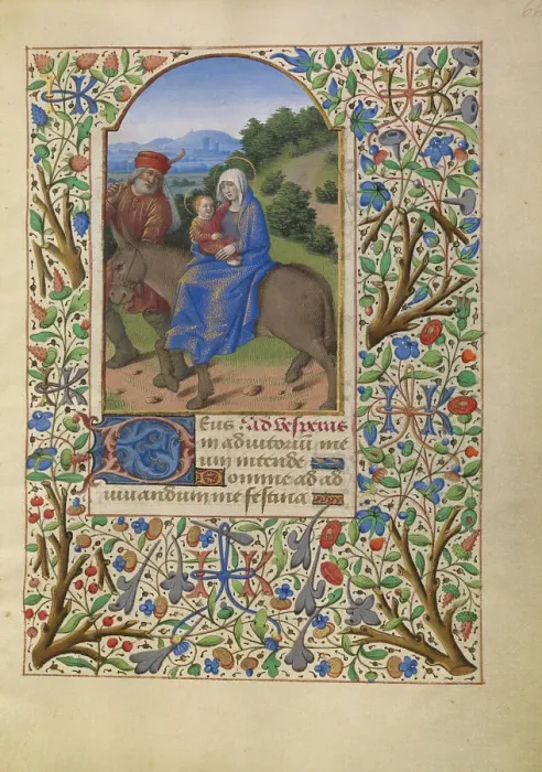 Framed Print : The Flight into Egypt; Katherine Hours, about 1480-1485. Creator: Jean Bourdichon Framed Print : The Flight into Egypt; Katherine Hours, about 1480-1485. Creator: Jean Bourdichon