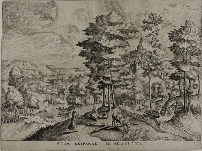 Framed Print : Flight into Egypt, from The Large Landscapes, 1555 / 56. Creator: Johannes van Doetecum I Framed Print : Flight into Egypt, from The Large Landscapes, 1555 / 56. Creator: Johannes van Doetecum I