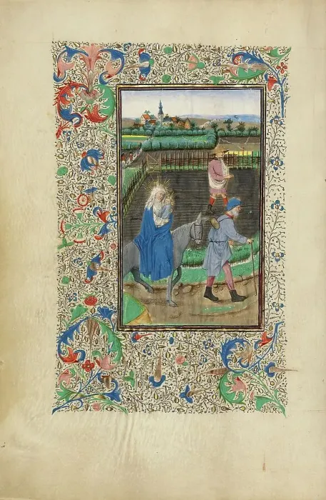 Framed Print : The Flight into Egypt; Llangattock Hours, 1450s. Creator: Master of the Llangattock Hours Framed Print : The Flight into Egypt; Llangattock Hours, 1450s. Creator: Master of the Llangattock Hours