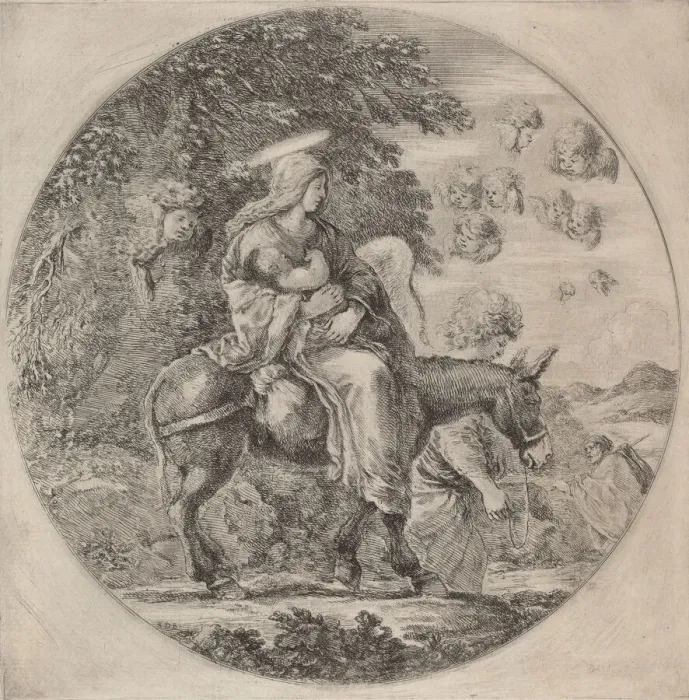 Framed Print : The Flight into Egypt, probably 1662. Creator: Stefano della Bella Framed Print : The Flight into Egypt, probably 1662. Creator: Stefano della Bella