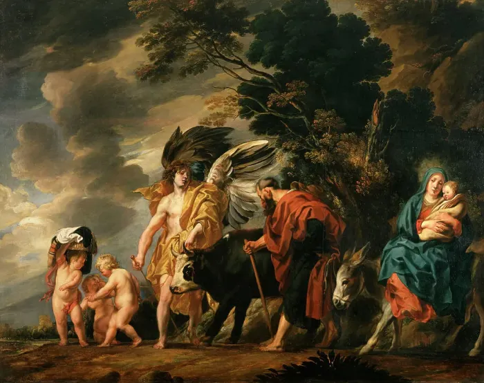 Framed Print : Flight of the Holy Family into Egypt, 1647. Creator: Jacob Jordaens Framed Print : Flight of the Holy Family into Egypt, 1647. Creator: Jacob Jordaens