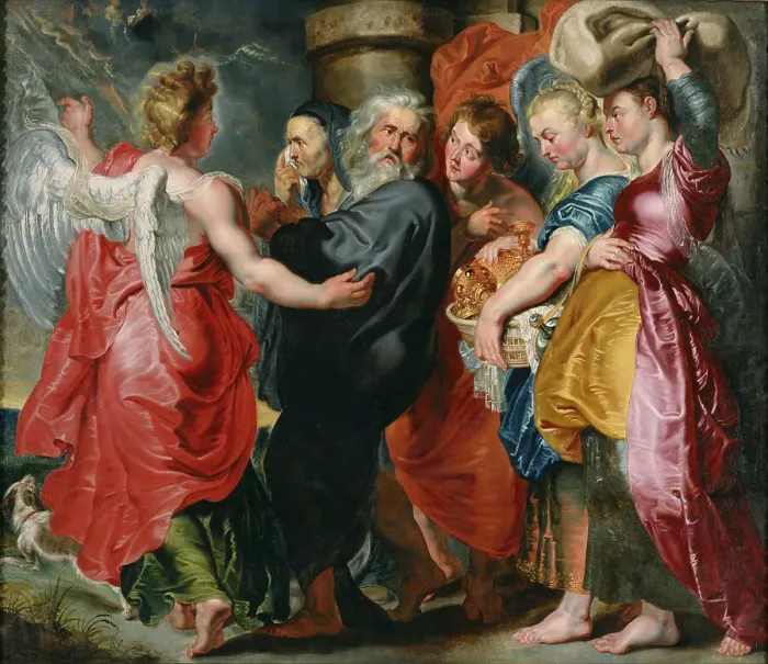 Framed Print : The Flight of Lot and His Family from Sodom (after Rubens), c. 1618. Artist: Jordaens, Jacob (1593-1678) Framed Print : The Flight of Lot and His Family from Sodom (after Rubens), c. 1618. Artist: Jordaens, Jacob (1593-1678)