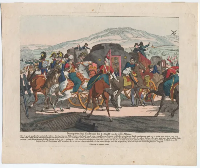 Framed Print : The Flight of Napoleon after the Battle of Waterloo. Artist: Campe, August Friedrich Andreas Framed Print : The Flight of Napoleon after the Battle of Waterloo. Artist: Campe, August Friedrich Andreas