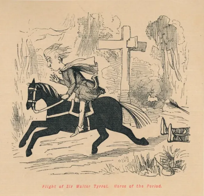 Framed Print : Flight of Sir Walter Tyrrel. Horse of the Period, c1860, (c1860). Artist: John Leech Framed Print : Flight of Sir Walter Tyrrel. Horse of the Period, c1860, (c1860). Artist: John Leech