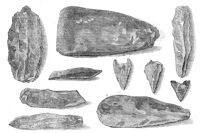 Framed Print : Flint implements found in Ireland, 1865. Creator: Unknown Framed Print : Flint implements found in Ireland, 1865. Creator: Unknown