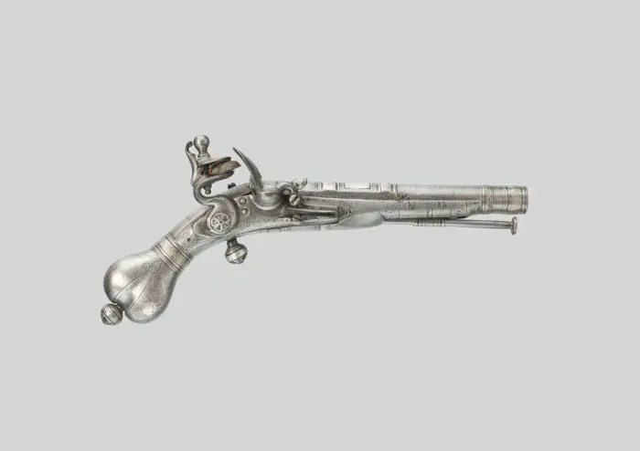 Framed Print : Flintlock Belt Pistol, Scotland, c. 1700. Creator: John Stuart