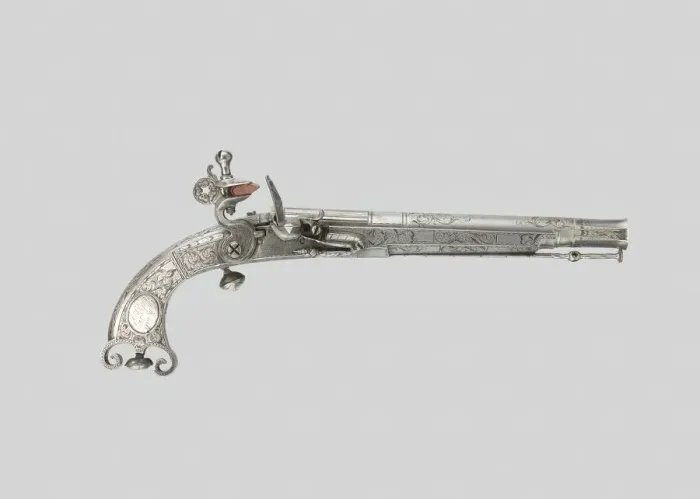 Framed Print : Flintlock Belt Pistol, Scotland, c. 1735. Creator: Thomas Caddell Framed Print : Flintlock Belt Pistol, Scotland, c. 1735. Creator: Thomas Caddell