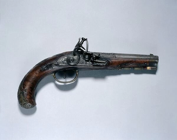 Flintlock Pistol, c. 1750. Creator: Johann Andreas Kuchenreuter (German, 1716-1795)