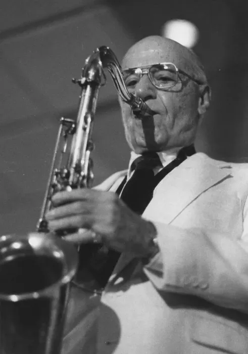 Framed Print : Flip Phillips, The March of Jazz, Clearwater Beach, Florida, 1997. Creator: Brian Foskett Framed Print : Flip Phillips, The March of Jazz, Clearwater Beach, Florida, 1997. Creator: Brian Foskett