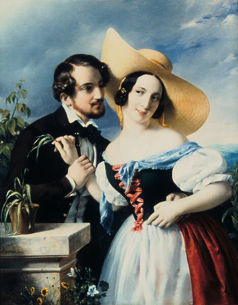 Flirt, 1841. Artist: Miklos Barabas