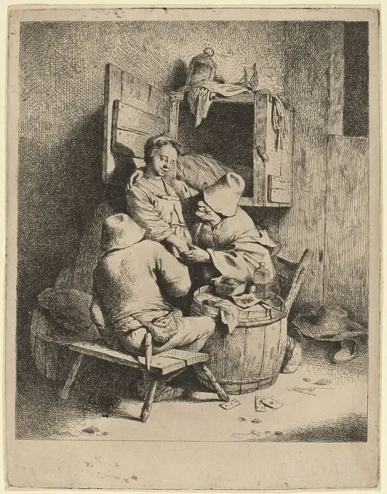 Framed Print : The Flirtation of a Young Innkeeper. Creator: Cornelis Bega Framed Print : The Flirtation of a Young Innkeeper. Creator: Cornelis Bega