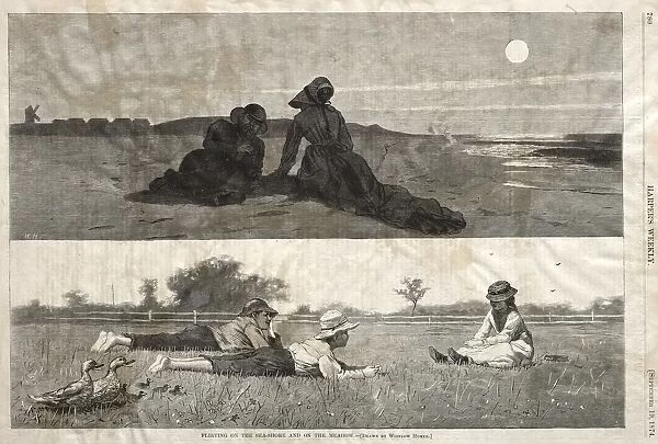 Flirting on the Seashore and on the Meadow, 1874. Creator: Winslow Homer (American, 1836-1910)