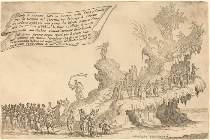 Framed Print : The Float of Mount Parnassus, 1616. Creator: Jacques Callot Framed Print : The Float of Mount Parnassus, 1616. Creator: Jacques Callot