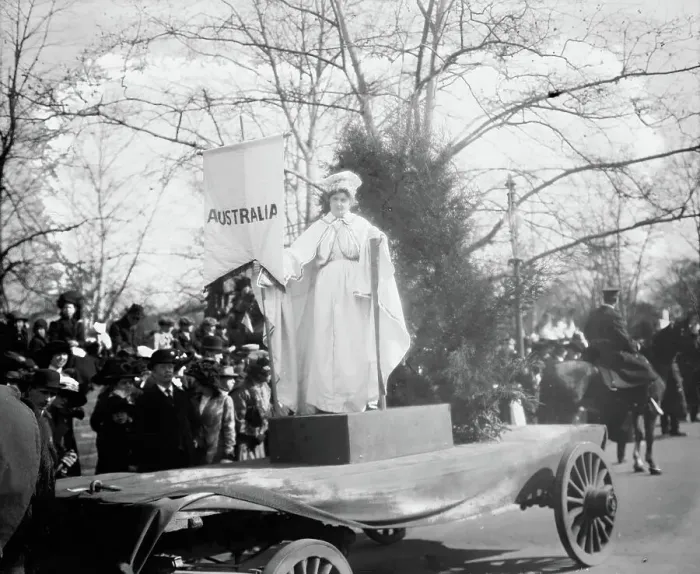Framed Print : Float in suffrage parade, 1913. Creator: Bain News Service
