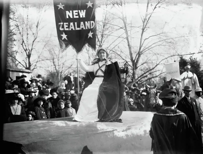Framed Print : Float in suffrage parade, between c1910 and c1915. Creator: Bain News Service Framed Print : Float in suffrage parade, between c1910 and c1915. Creator: Bain News Service