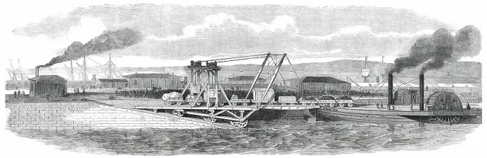 Framed Print : Floating Railway across the Forth, between Granton and Burntisland, 1850. Creator: Unknown Framed Print : Floating Railway across the Forth, between Granton and Burntisland, 1850. Creator: Unknown
