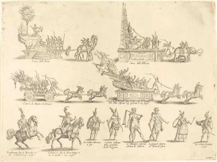 Framed Print : Floats and Participants, 1616. Creator: Jacques Callot