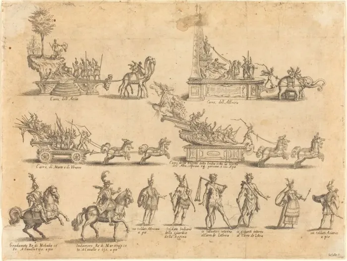 Framed Print : Floats and Participants, 1616. Creator: Jacques Callot