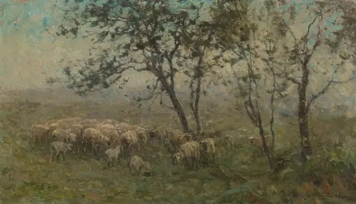 Framed Print : A Flock of Sheep, c.1880-c.1897. Creator: William Charles Estall Framed Print : A Flock of Sheep, c.1880-c.1897. Creator: William Charles Estall