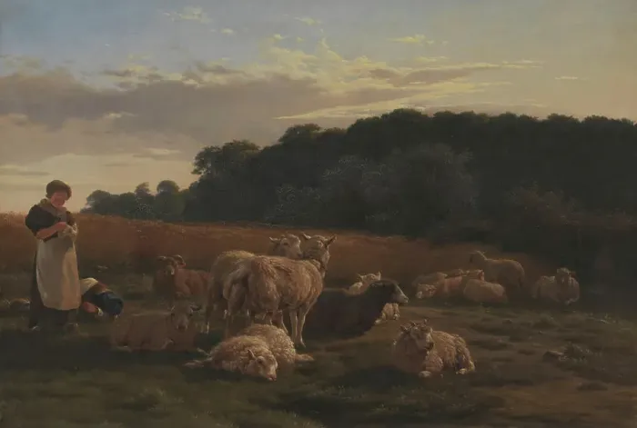 Framed Print : Flock of sheep, Faksinge Forest near Nysø, 1847-1848. Creator: Carlo Eduardo Dalgas Framed Print : Flock of sheep, Faksinge Forest near Nysø, 1847-1848. Creator: Carlo Eduardo Dalgas