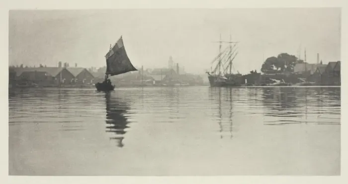 Framed Print : On the Flood, 1887. Creator: Peter Henry Emerson Framed Print : On the Flood, 1887. Creator: Peter Henry Emerson