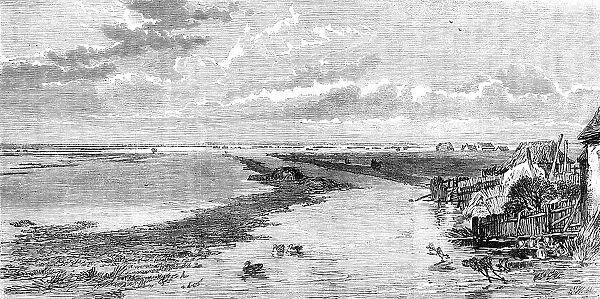 The Flood in the Fens: view from Islington Bridge, 1862. Creator: Unknown