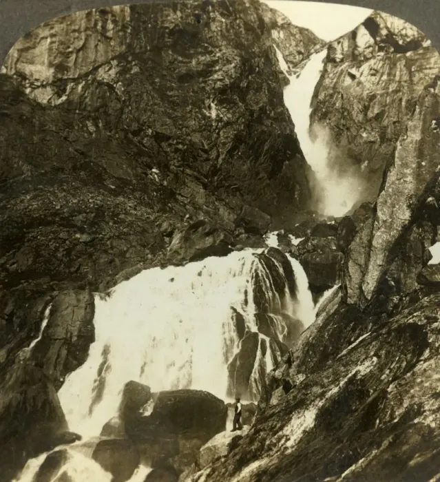 Framed Print : Flood from a melting glacier at Rembesdal Falls, Norway, c1905. Creator: Unknown Framed Print : Flood from a melting glacier at Rembesdal Falls, Norway, c1905. Creator: Unknown