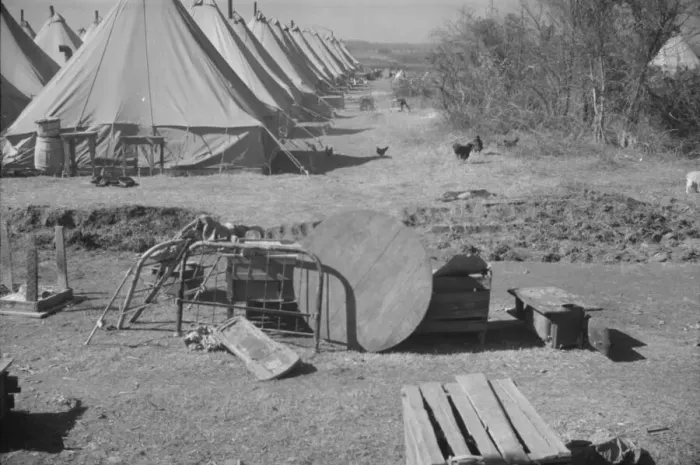 Framed Print : Flood refugee encampment at Forrest City, Arkansas, ca. 1937. Creator: Walker Evans Framed Print : Flood refugee encampment at Forrest City, Arkansas, ca. 1937. Creator: Walker Evans