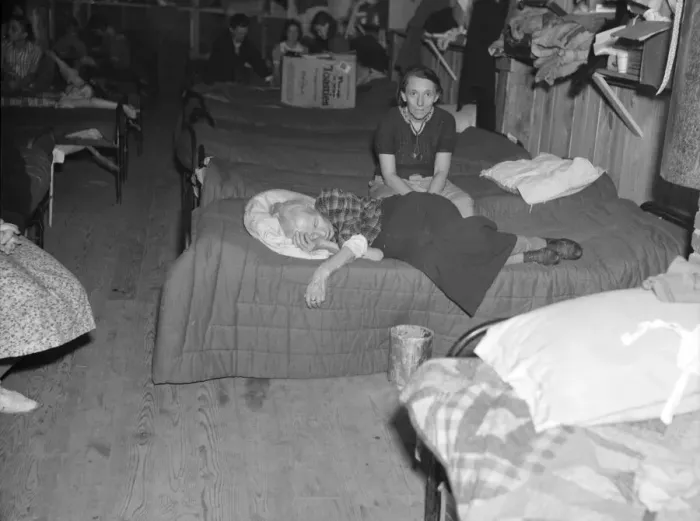 Framed Print : Flood refugees in canning factory used by the Red Cross as a relief... Mayfield, Kentucky, 1937. Creator: Walker Evans Framed Print : Flood refugees in canning factory used by the Red Cross as a relief... Mayfield, Kentucky, 1937. Creator: Walker Evans