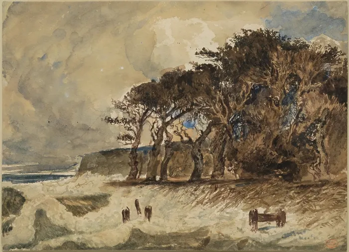 Framed Print : Flood Tide at Honfleur (Autumnal Equinox), c1835. Creator: Paul Huet Framed Print : Flood Tide at Honfleur (Autumnal Equinox), c1835. Creator: Paul Huet