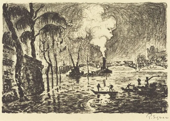 Framed Print : The Flooded Seine in 1910 (La Seine en crue, en 1910), 1923. Creator: Paul Signac