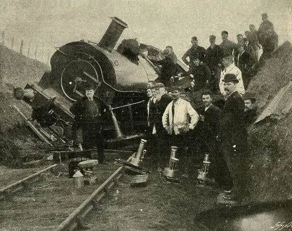 Floods v. Railway Engine - A Collapse Near St. Erth, 1901. Creator: Unknown