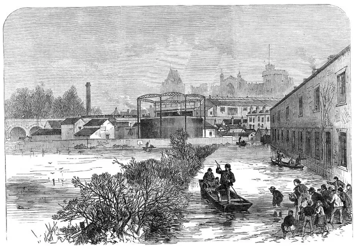 Framed Print : The Floods at Windsor, 1869. Creator: Unknown Framed Print : The Floods at Windsor, 1869. Creator: Unknown