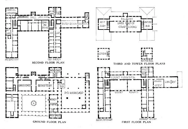 Floor plans, Federal Building, Honolulu, Hawaii, 1924