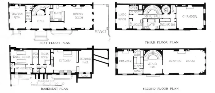 Framed Print : Floor plans, house of Mrs WK Vanderbilt, New York City, 1924