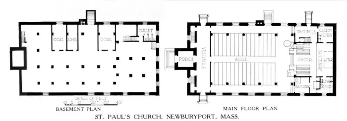 Framed Print : Floor plans, St Pauls Church, Newburyport, Massachusetts, 1924 Framed Print : Floor plans, St Pauls Church, Newburyport, Massachusetts, 1924
