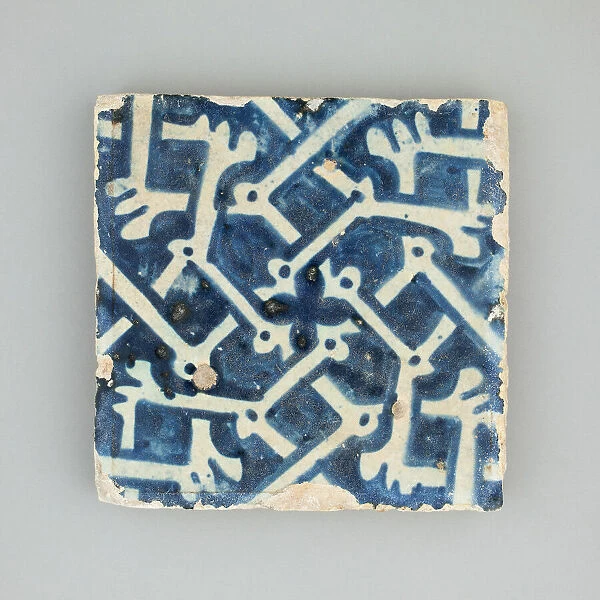 Floor Tile with Bone Pattern, Manises, 1450  /  1500. Creator: Unknown