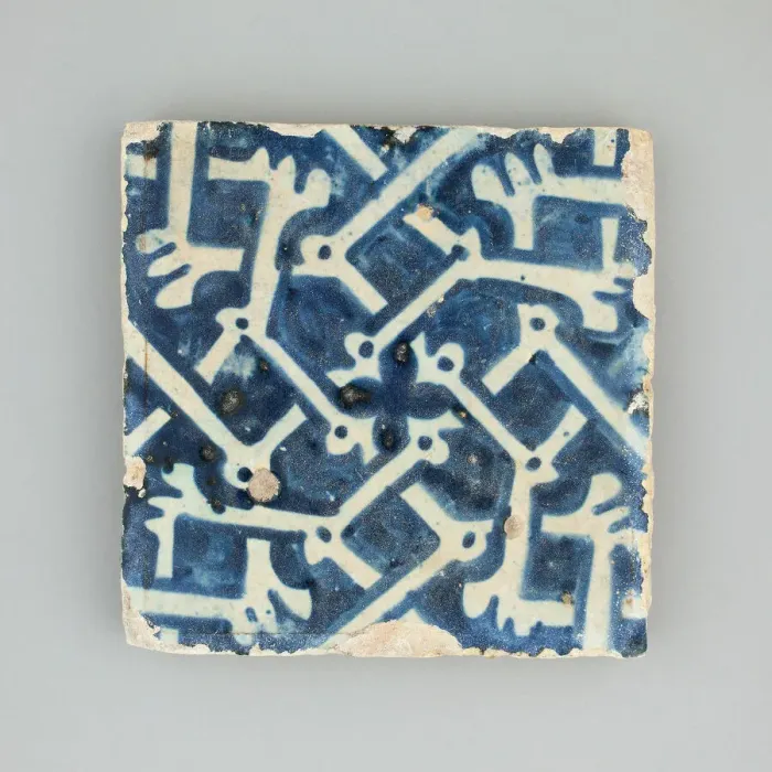 Framed Print : Floor Tile with Bone Pattern, Manises, 1450 / 1500. Creator: Unknown Framed Print : Floor Tile with Bone Pattern, Manises, 1450 / 1500. Creator: Unknown