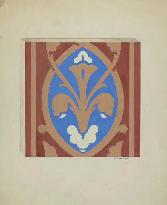 Framed Print : Floor Tile, c. 1936. Creator: Walter W. Jennings Framed Print : Floor Tile, c. 1936. Creator: Walter W. Jennings