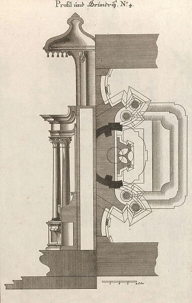 Floorplan and Side View of an Altar, Plate d (2) from Unterschiedliche Neu