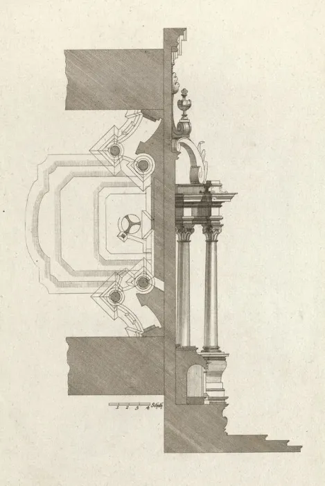 Framed Print : Floorplan and Side View of an Altar, Plate f (2) from Unterschiedliche Neu... Printed ca. 1750-56. Creator: Johann Michael Leüchte Framed Print : Floorplan and Side View of an Altar, Plate f (2) from Unterschiedliche Neu... Printed ca. 1750-56. Creator: Johann Michael Leüchte