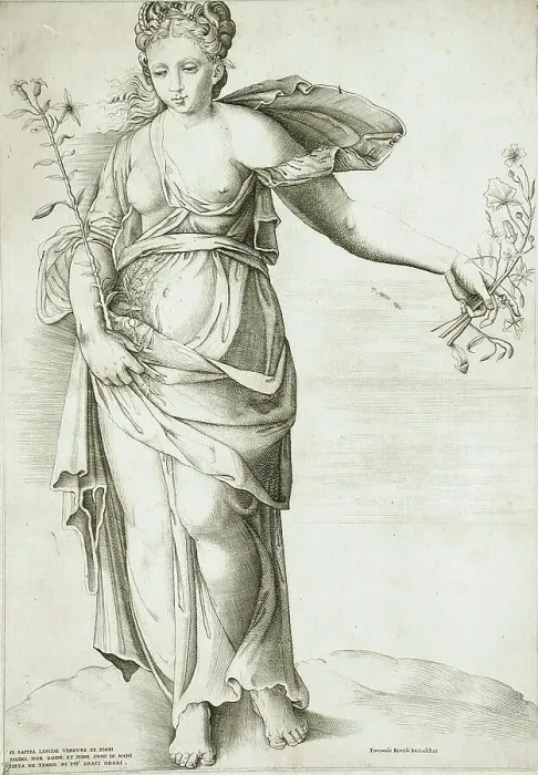 Framed Print : Flora, c1561. Creator: Enea Vico