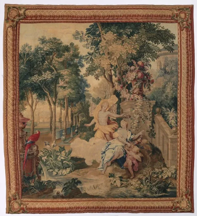 Framed Print : Flora and Zephyrus (from Set of Ovids Metamorphoses), 1704-1731. Creator: Gobelins (French) Framed Print : Flora and Zephyrus (from Set of Ovids Metamorphoses), 1704-1731. Creator: Gobelins (French)